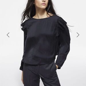 The Kooples black ruffled blouse NWT Sz M